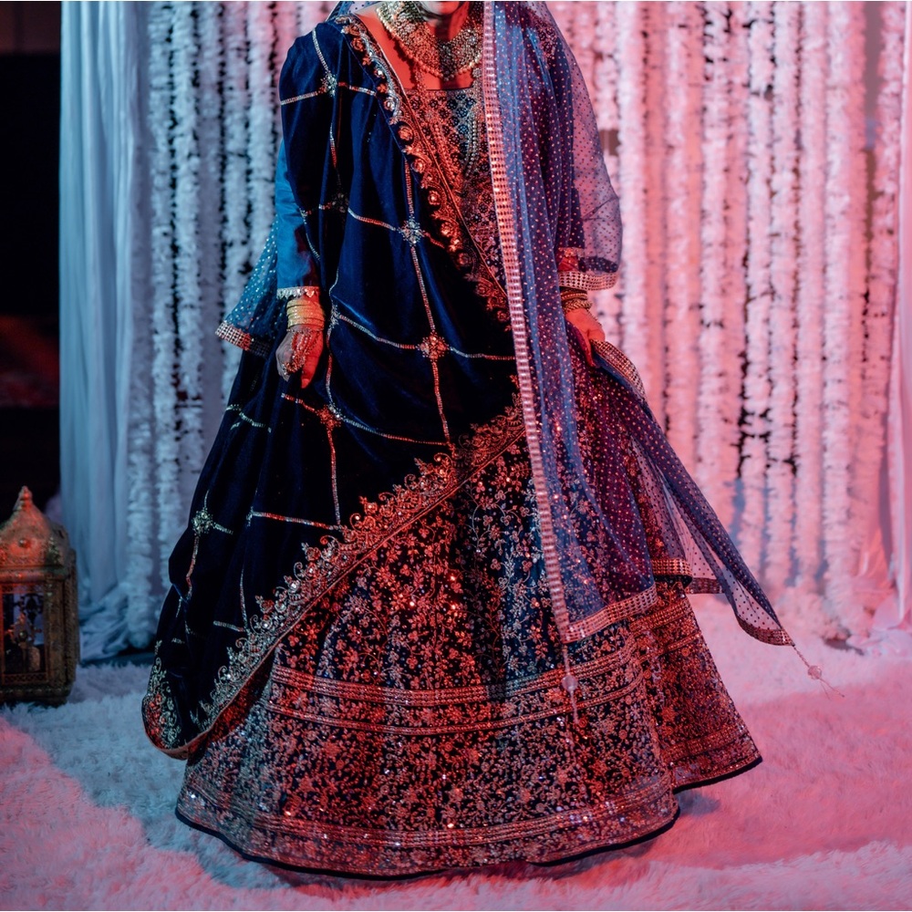 Velvet Navy Bridal Dupatta